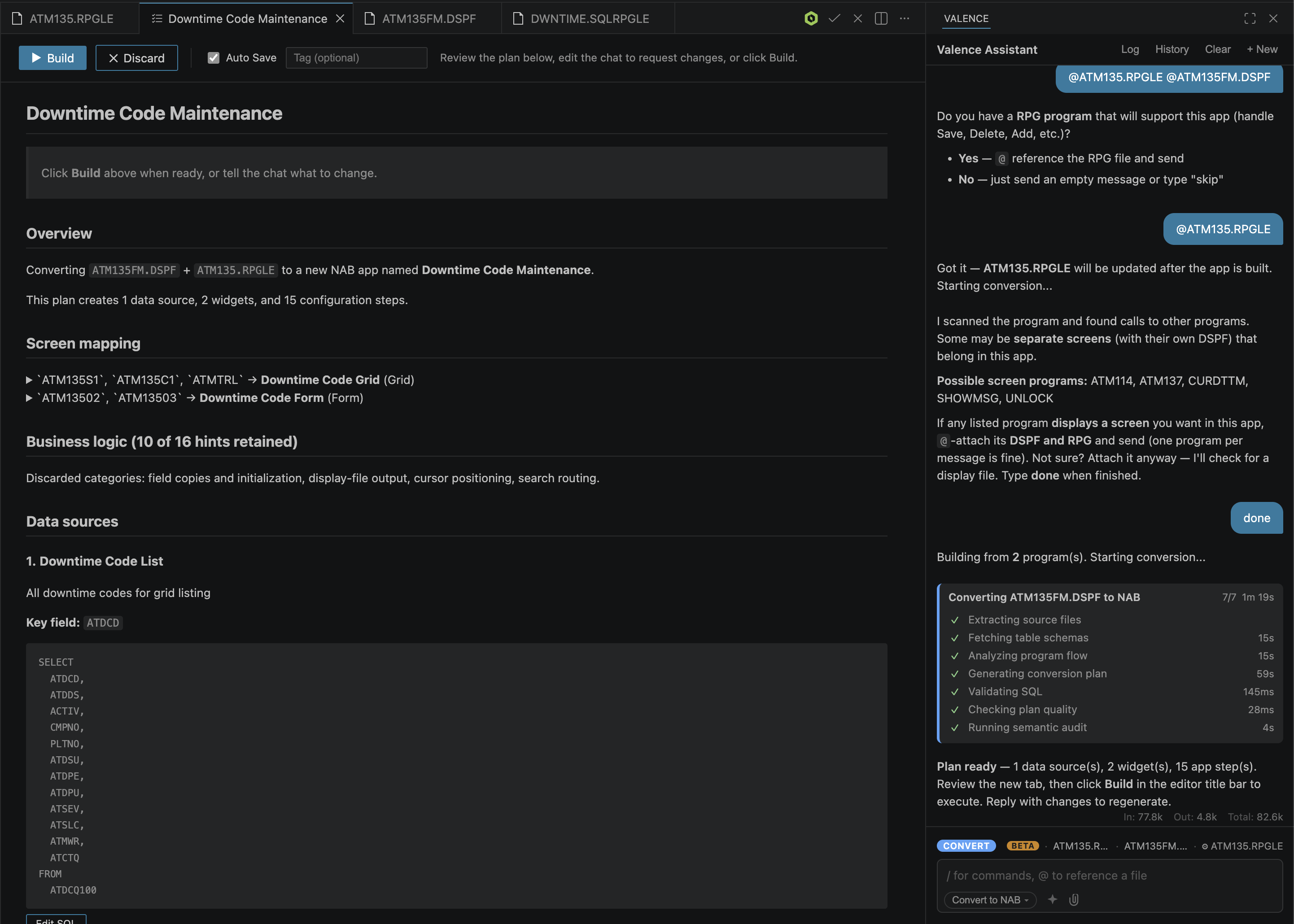 Convert to NAB — the generated conversion plan shown beside the AI Chat conversation